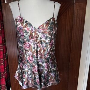 Floral Spaghetti Strap satin sleep top